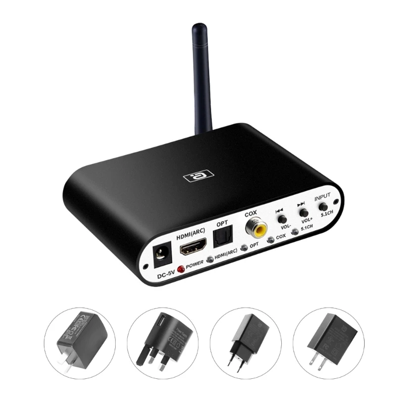 

DA615H 5.1CH Bluetooth-compatible5.0 DAC Wireless Adapter Optical Coaxial ARC-DAC DTS AC3 Converter