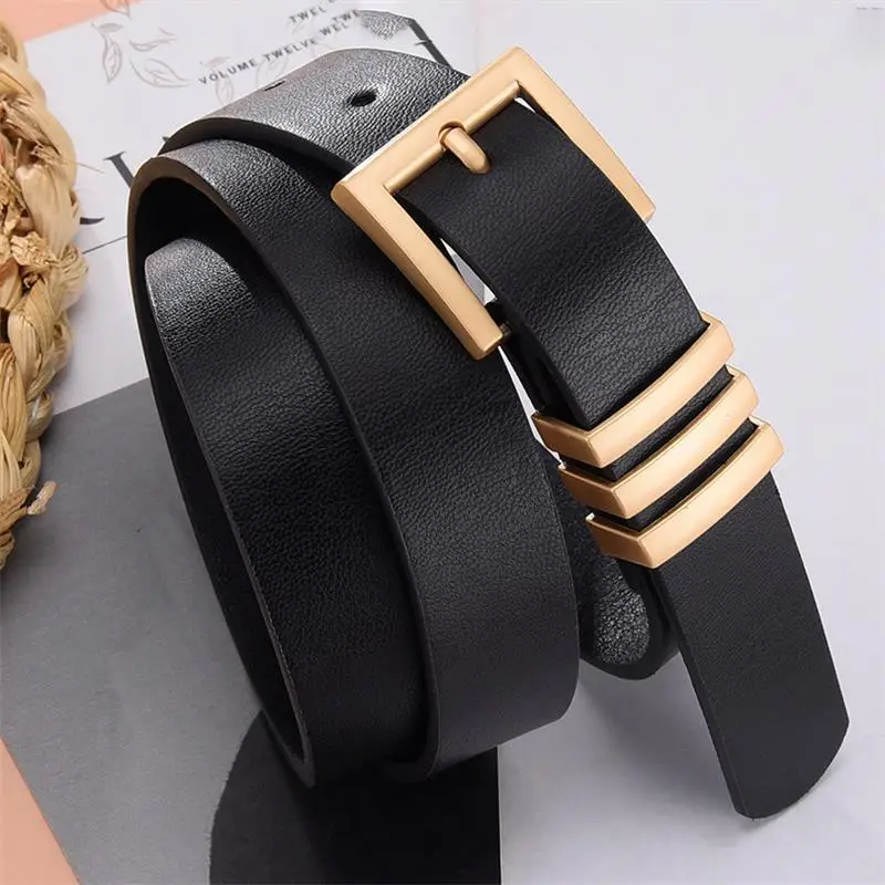 2.4cm Thin Fashion Women's Belt Alloy Pin Buckle All-match Solid Color Casual Belt for Women Dress Jeans Decorative Waistband