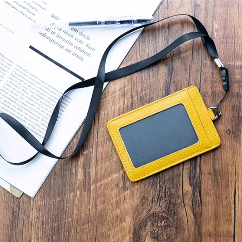 Бейдж из натуральной кожи для мужчин и женщин держатель кредитных карт с