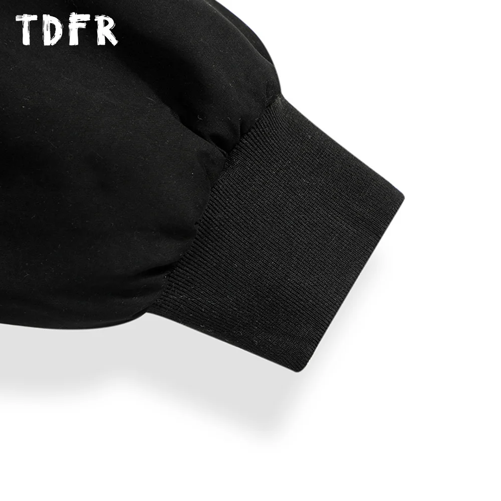 Zipper Decoration Cargo Quilted Jacket Mens Solid Color Spliced Winter Retro Streetwear Stand Collar Long Sleeve Thick Outerwear