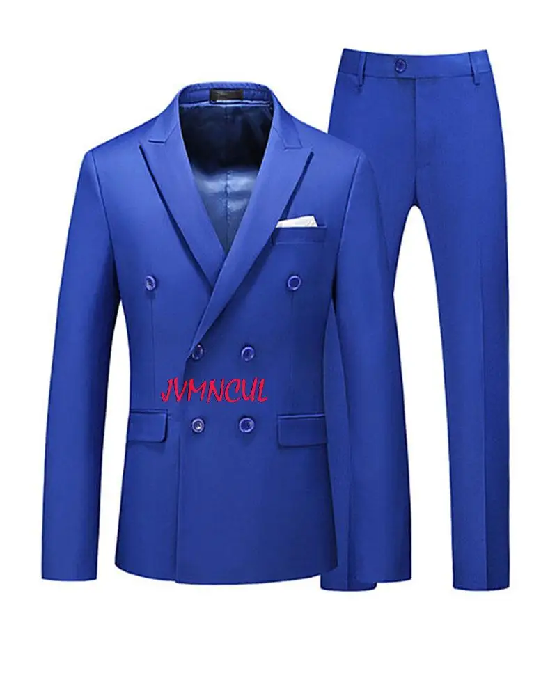 

Мужской двубортный Блейзер и брюки, желтая/Розовая/зеленая/черная/белая/темно-синяя Деловая одежда для свадьбы и вечеринки, 2 шт.