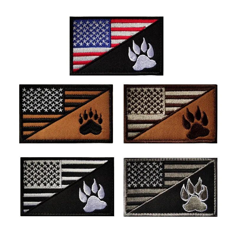 

US Flag K9 Dog Emblem Embroidered Hook&Loop Patches Morale Badge Tactical Armband Backpack Hat Cloth Sticker Military Patch