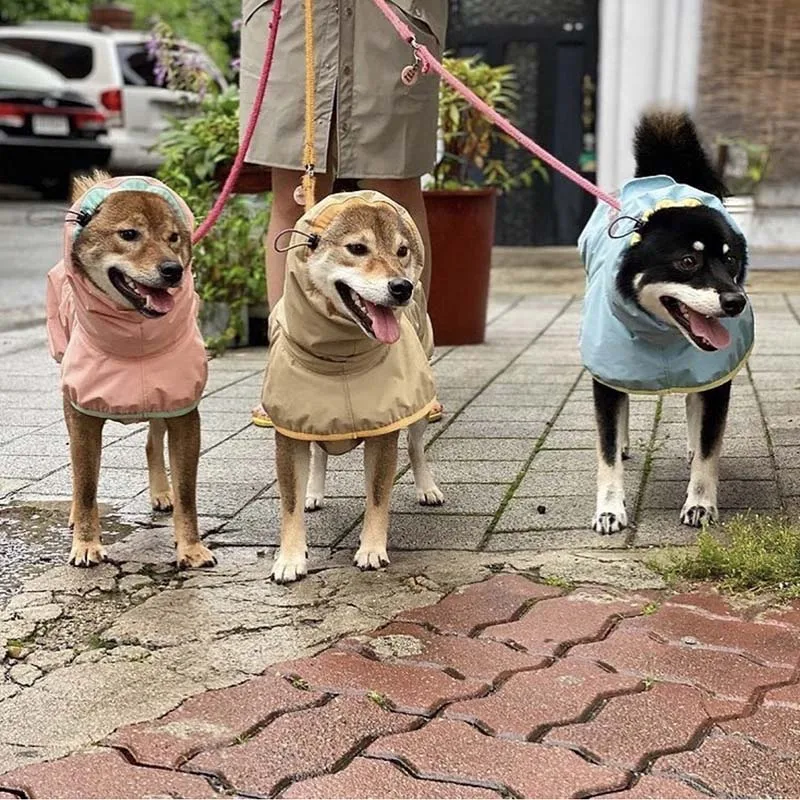 

Pet Raincoat Dog Raincoat Large Dog Walking Safety Reflective Strip Four Seasons Rain Poncho Waterproof Clothes