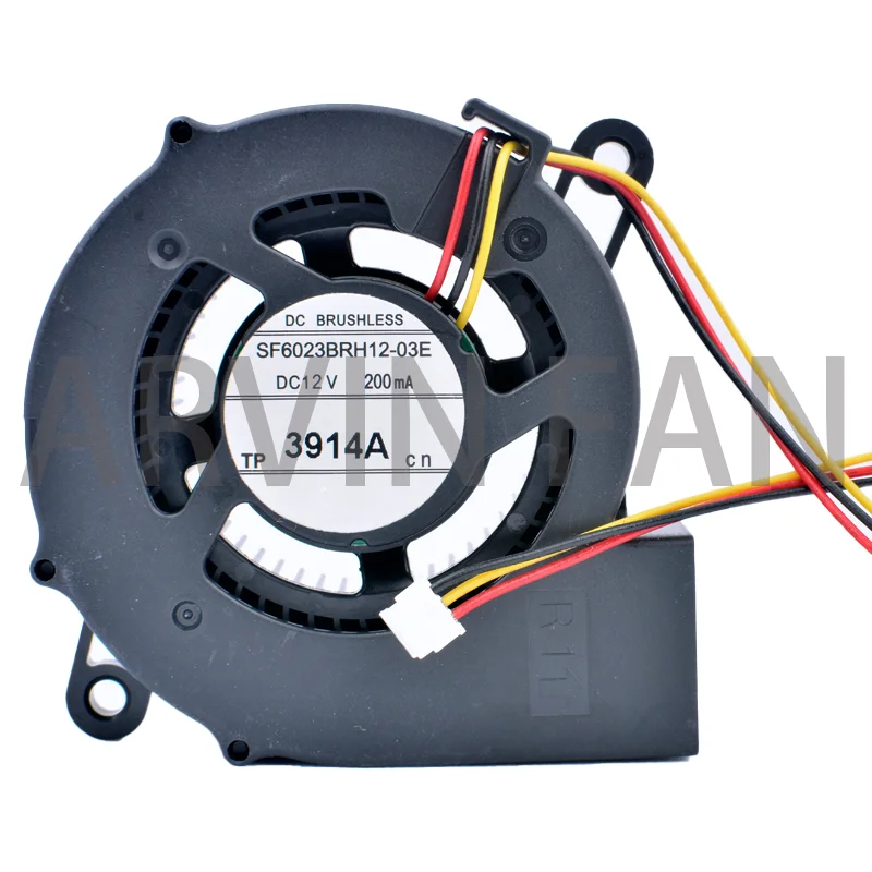 Регулируемый Вентилятор 60x60x23 мм, 60 мм, 12 В постоянного тока, 200 мА, 3914 А, турбонагнетатель, охлаждающий вентилятор, подходит для проекторов и модифицированного охлаждения