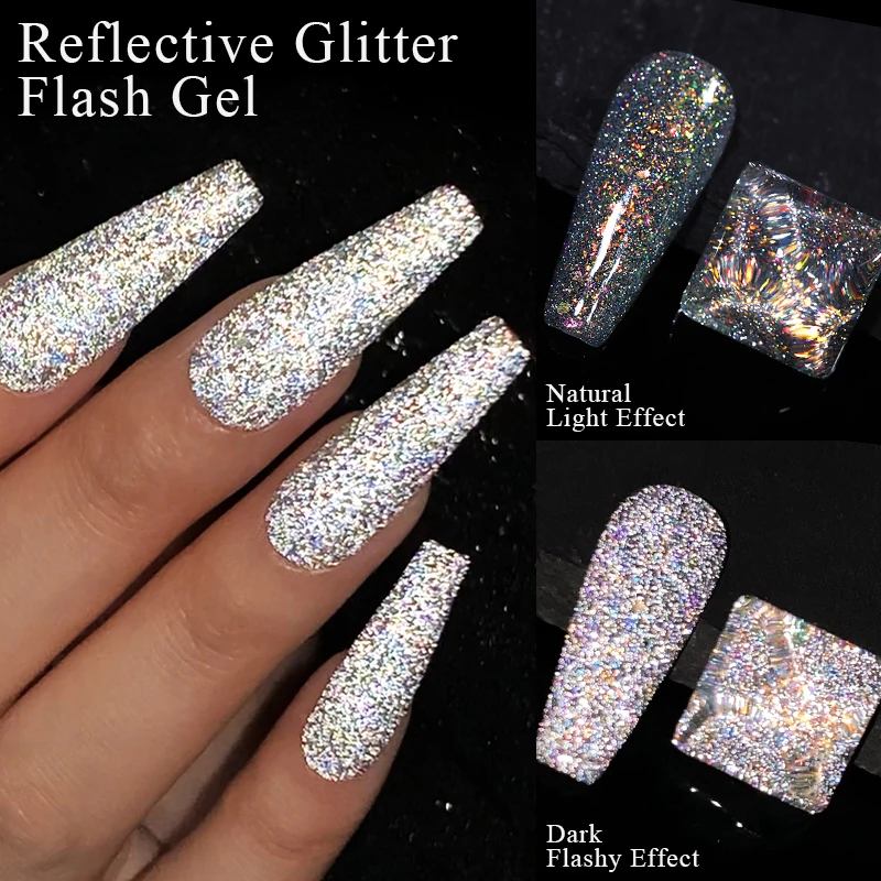 

BORN PRETTY 1PC Reflective Glitter Nail Gel Polish 7ml Sparkling Effect Soak Off Gel Semi Permanent Varnish All For Manicure