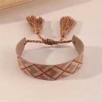 brazilian charm color matching lattice tassel bracelets for women girls trendy hand woven friendship bracelet aesthetic jewelry
