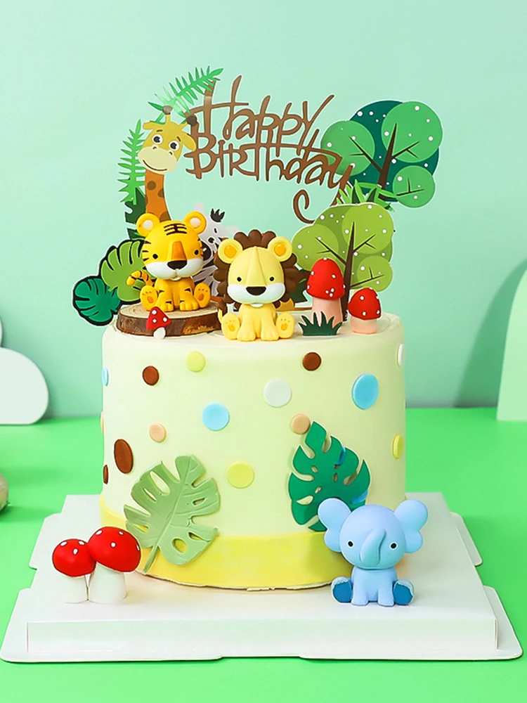 

Girl's Birthday Jungle Party Woodland Decoration Children's Animals Fox Safari Baking Supplies Elephant Boy's For Cake Stand