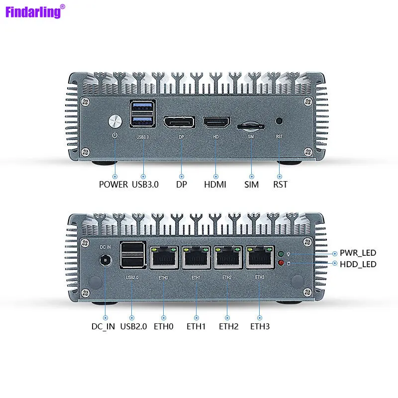 Quad Core Intel N4000/J4125 4*I255 2500M LAN Mini PC Fanless Soft Router HD-MI VGA PfSense Firewall Appliance ESXI AES-NI