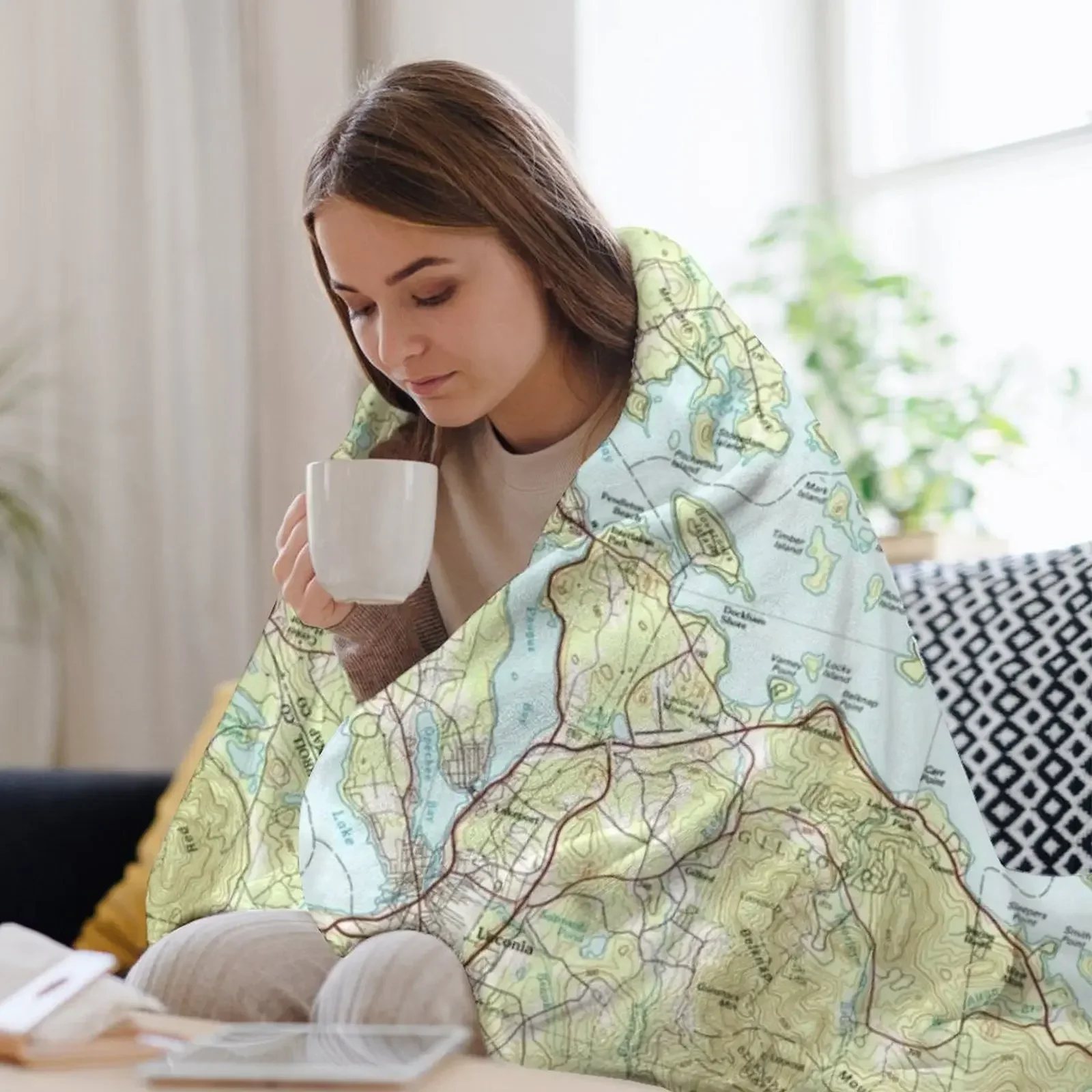 Карта озера Winnipesaukee (1986) Плед кровать плед Retros Зимние кровати Одеяла