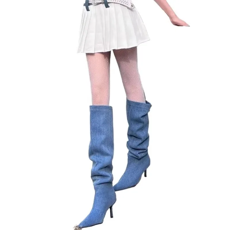 Новинка 2024 женская обувь женские сапоги до колена элегантные современные