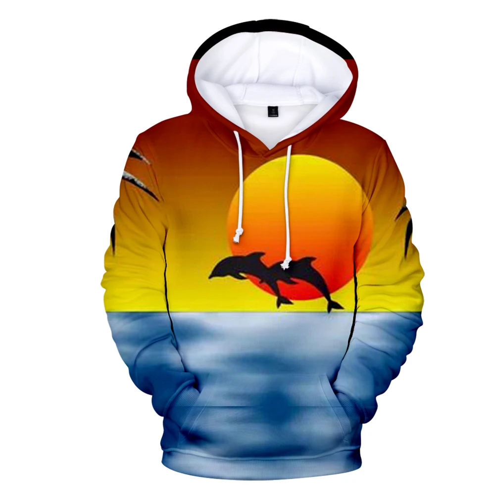 

Pullover Casual Fashion Hoodie Sunset Tree Print Hip Hop Home Men and Women Kids Sweatshirts XXL-4XL Clothing Loose Plus Size