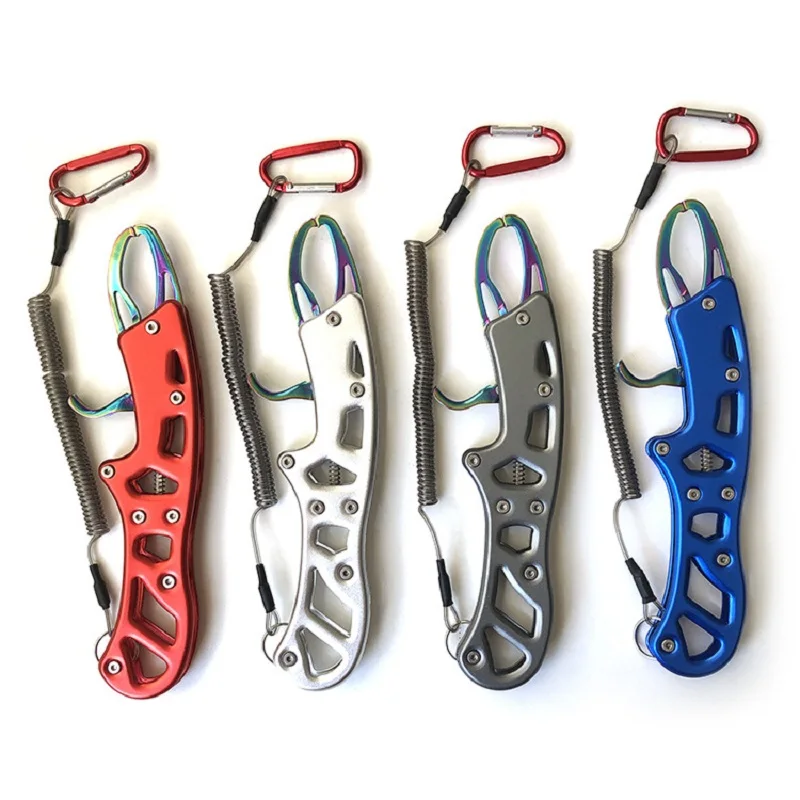 1 Pcs Aluminum Alloy Fish Clip Stainless Steel Fishing Pliers Fish Controller With With Lanyard And D Ring Clip