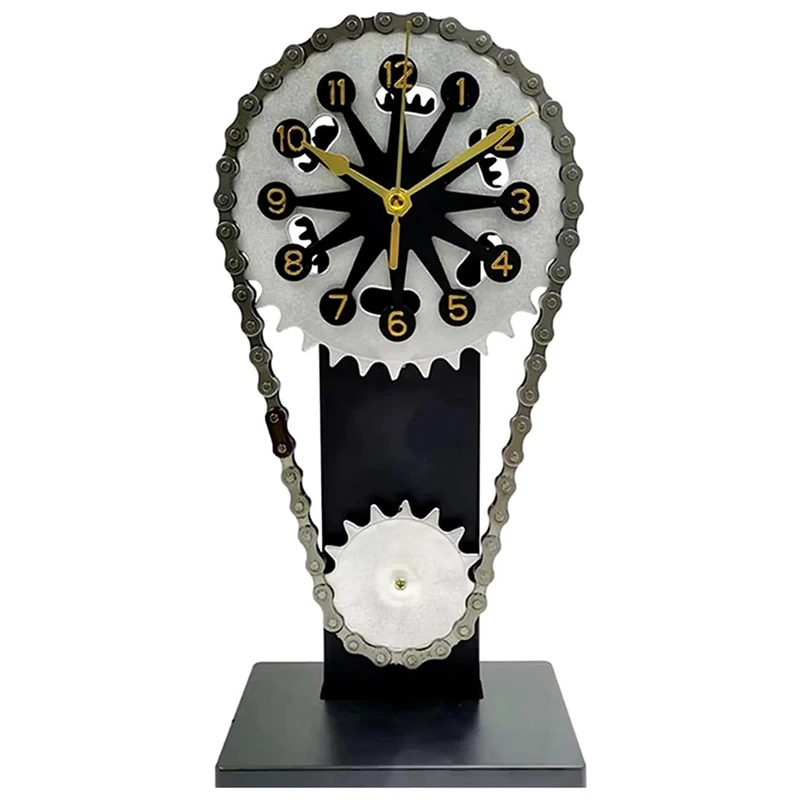 

Rotating Gear Clock Creative Decoration Desk Clock Steampunk Clock With Moving Gears (Black)