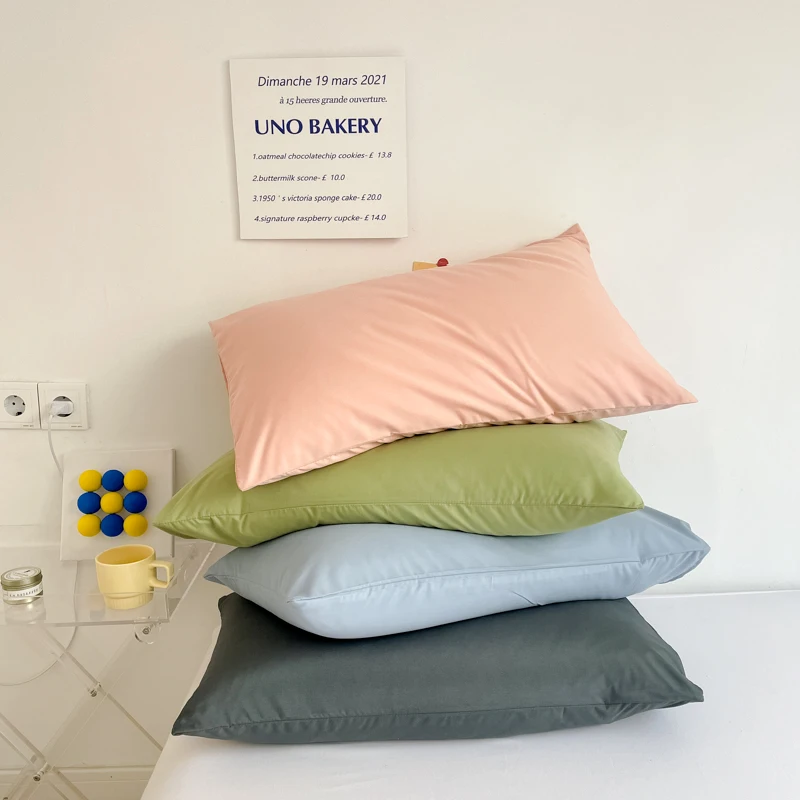 

48x74cm Pillow Case Solid Color Bed Pillowcases Standard Pillow Cover Bedding Bedroom Multi-size Optional (No filler)
