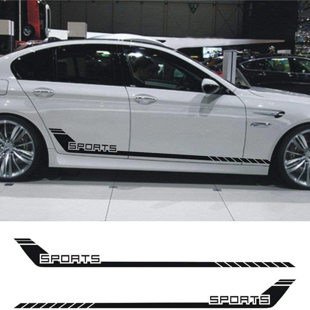 

2Pcs Car Sport Stripes Racing Lower Door Panel Decal Sticker for car Side Fir for All Cars SUV