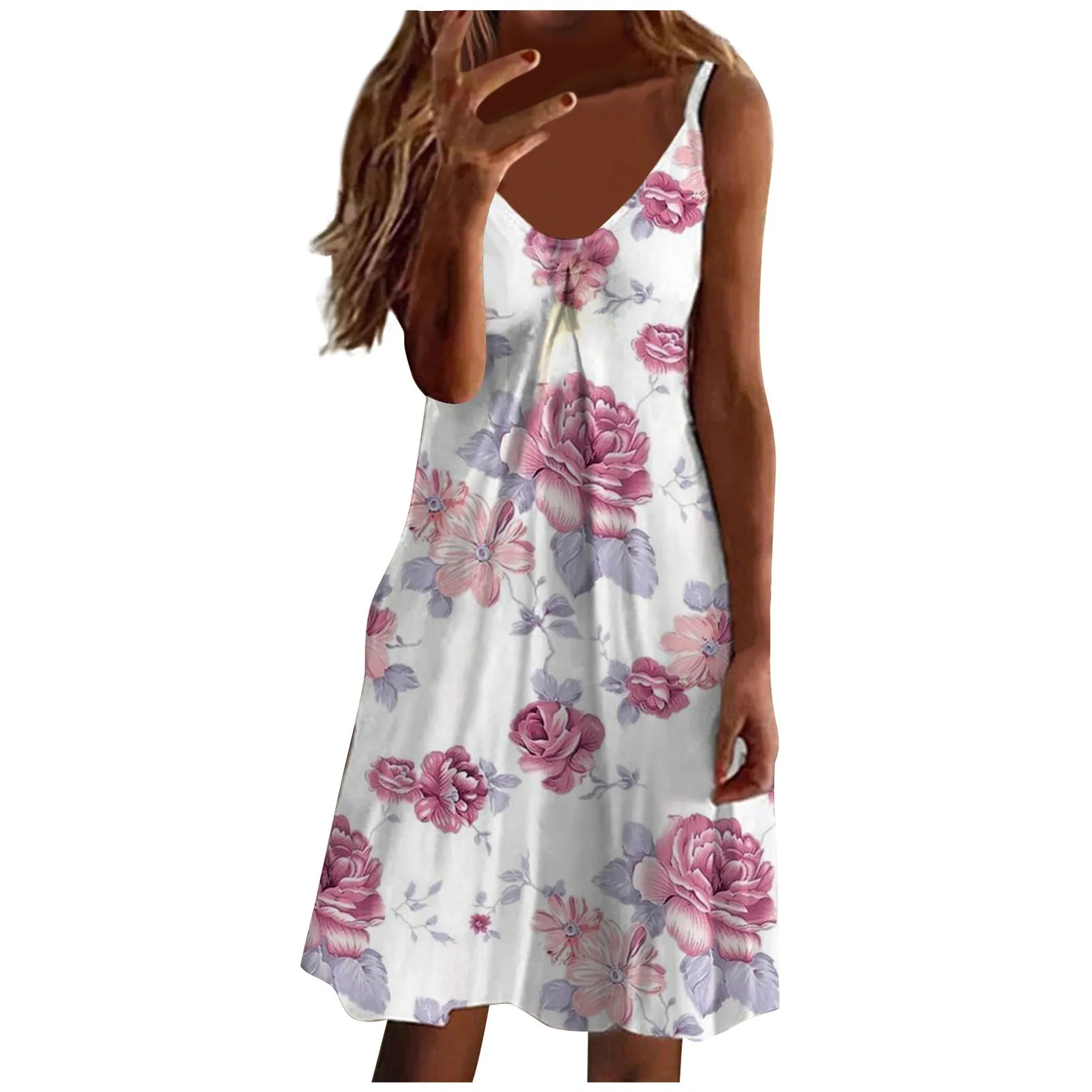 

Sling Strap Mini Dress Printed Dress Evening Dresses For Women 2022 New Casual Summer Women's V Neck Robe Femme Printed Sundress
