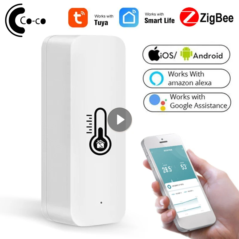 

Tuya ZigBee Smart Thermometer And Humidity Sensor Battery Powered Weather Station Smart Home Work With Alexa Google Home