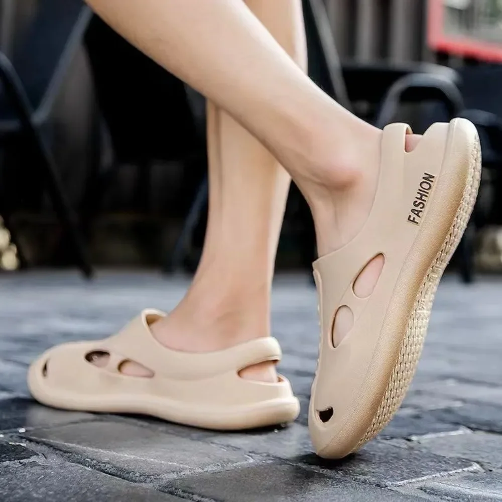 Мягкие однотонные тапочки на толстой подошве шлепанцы из ПВХ с защитой от запаха