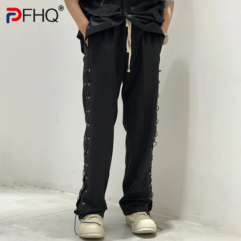

PFHQ Autumn Men's Design Pleated Side Heavy Industrial Sport Pants Darkwear Wide Leg Drawstring New Personality Trousers 21Z1435