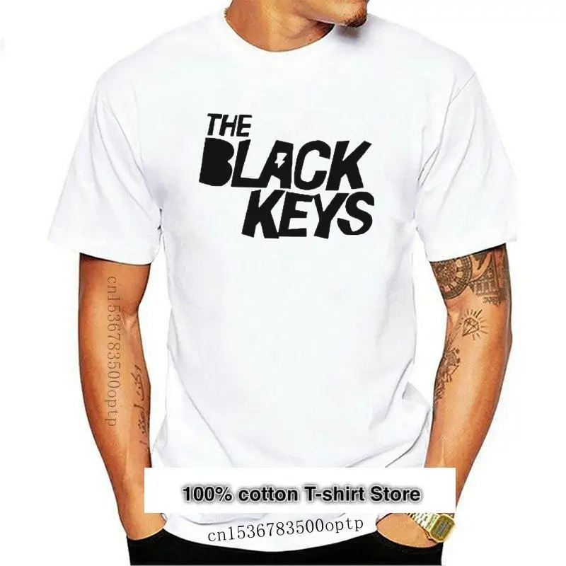 

Camiseta de algodón con estampado de llaves negras para hombre, camisetas divertidas de verano, novedad
