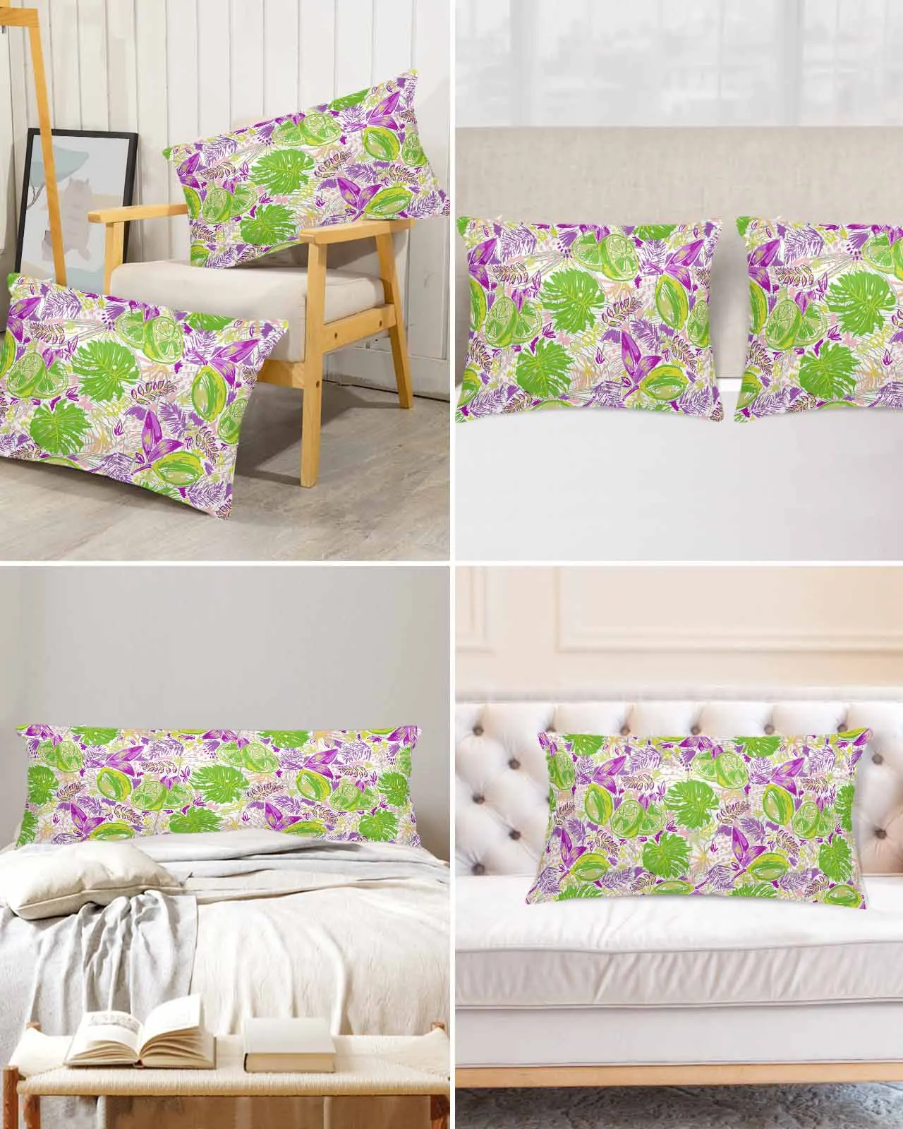 Летняя Акварельная лимонная тропическая растительная сатиновая наволочка для