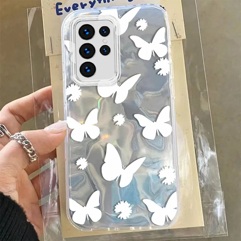 Чехол Sweet Butterfly Love для Samsung Galaxy S24 Ultra S23 Plus FE Bow Ins Fashion Flower PC Gilr Розовый чехол телефона