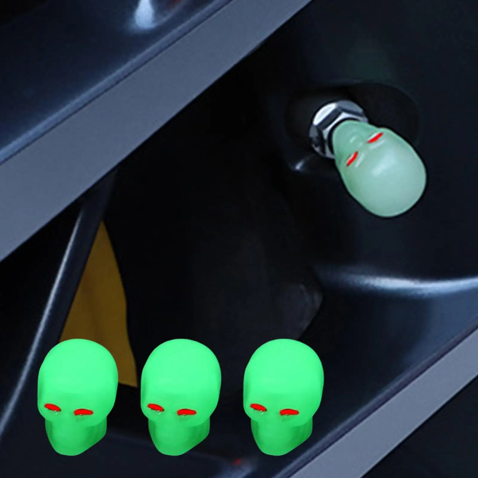 4x Noctilucous Car Tire Valve Stem Caps Luminous Dustproof Universal Cover Wheel Cap for Bicycles Suvs Trucks