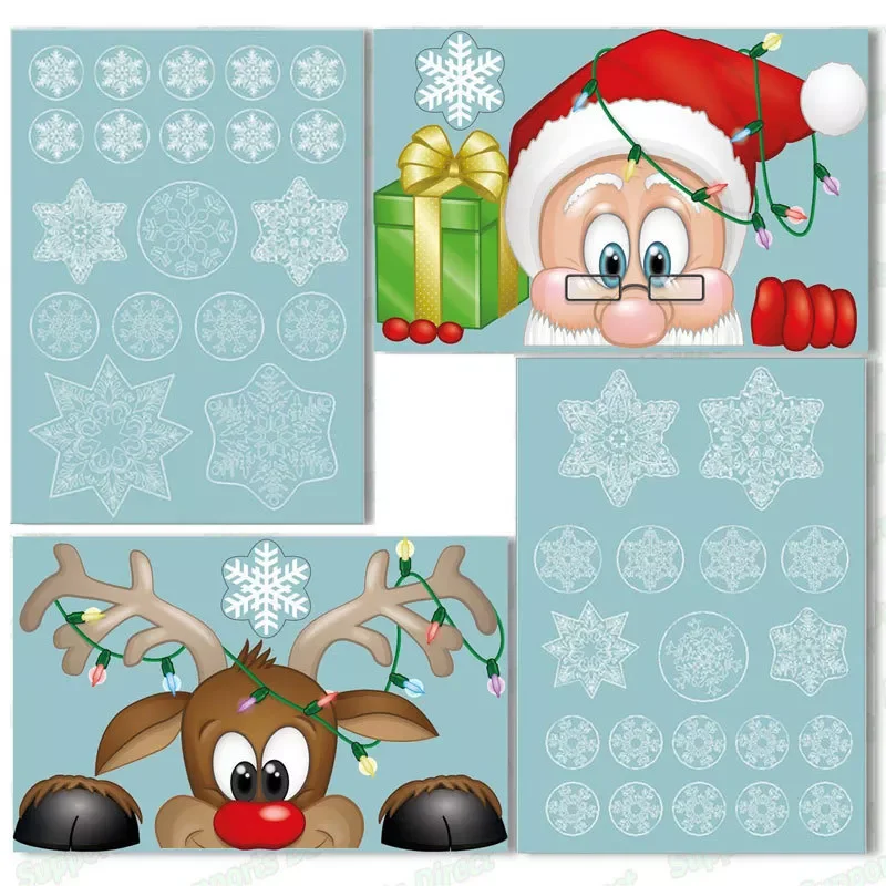 

Double-sided PVC Santa Claus Snowflake Pattern Waterproof Glass Dress Up Wall Sticker Christmas Decoration Gift Sealing Stickers
