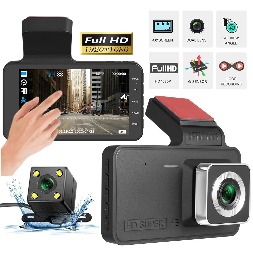 Автомобильный видеорегистратор с сенсорным экраном 4 0 дюйма/кнопкой камерой 1080P