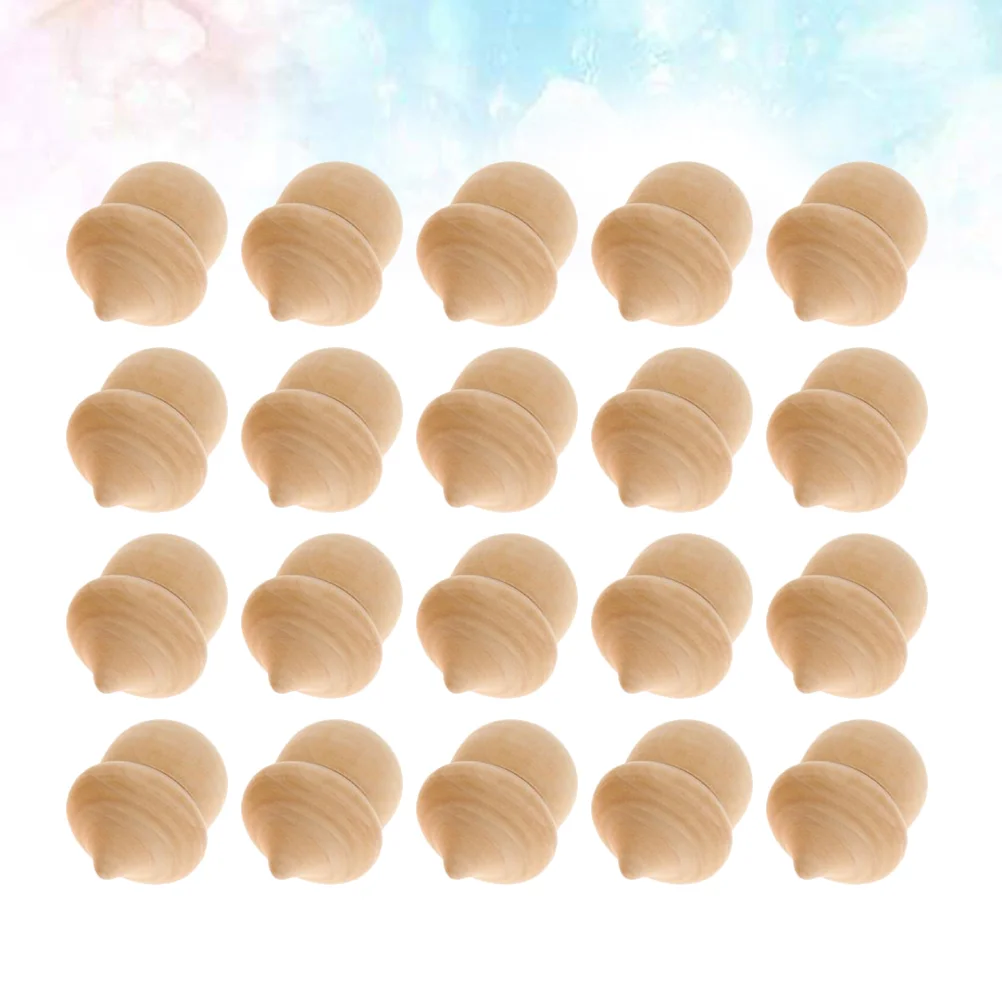 

20 Pcs Wood Shapes Figures DIY Unpainted Acorn Blush Decor Wooden Craft Unfinished Set Ornament