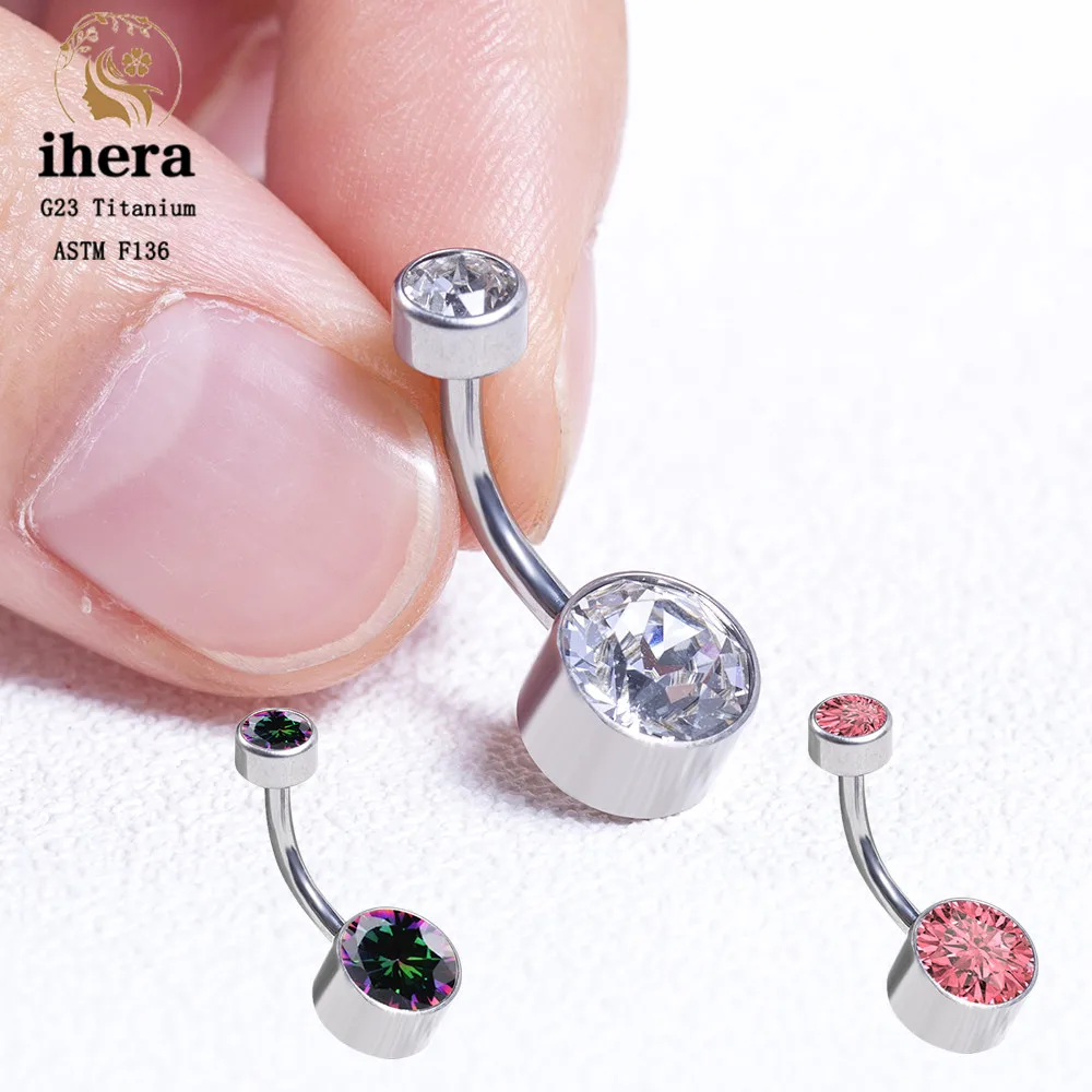 

G23 Titanium ASTM F136 Silver Color Belly Button Ring 16G Premium Zircon Navel Ring Belly Piercing Women Sexy Body Jewelry