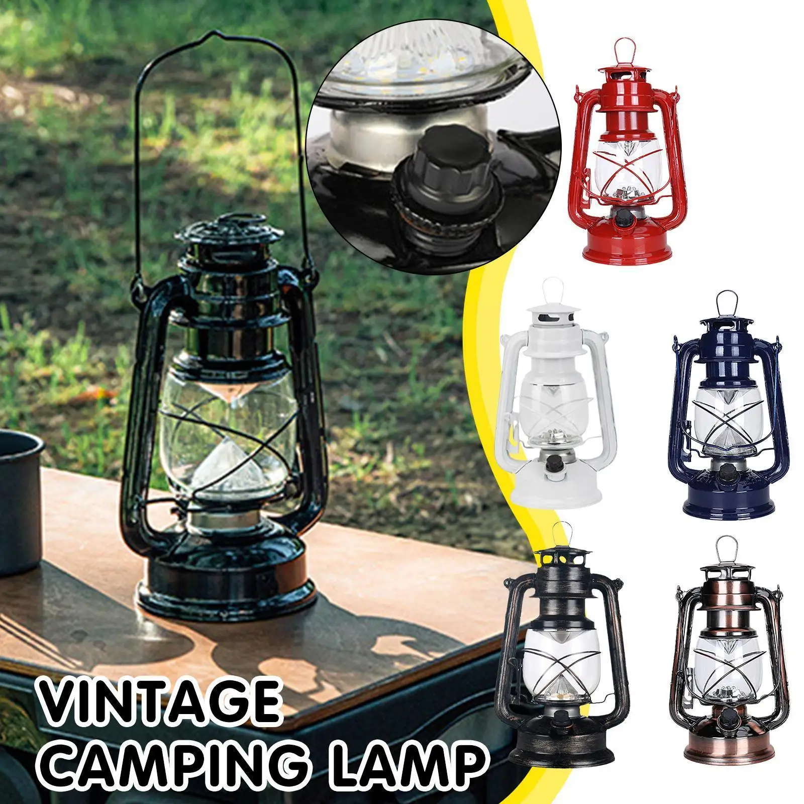 

Retro Camping Lamp Portable Hanger Fishing Lamp Dimming For Outdoor Garden Tent Lamp Aa Battery Horse Lamp Warm Light S0i2
