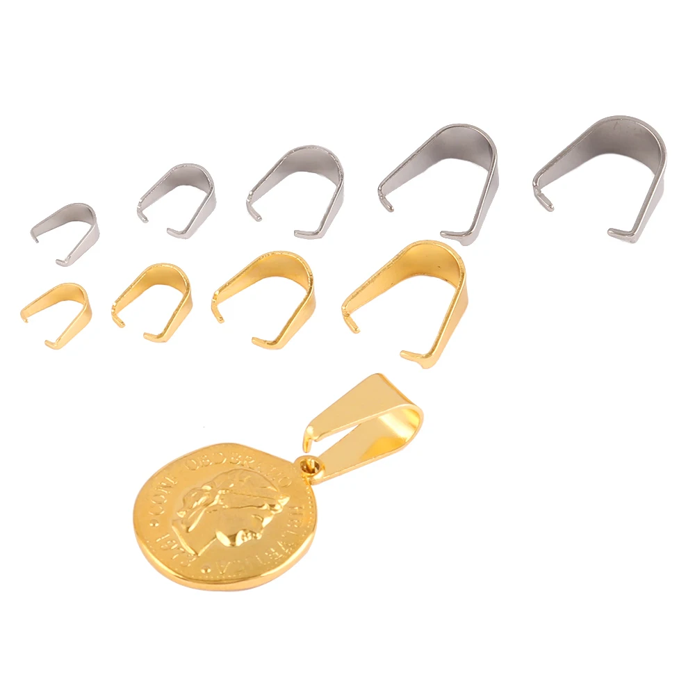 

50pcs/Lot Stainless Steel Pinch Clips Bails Charm Melon Seeds Buckle For DIY Necklace Connectors Jewelry Findings Accessories