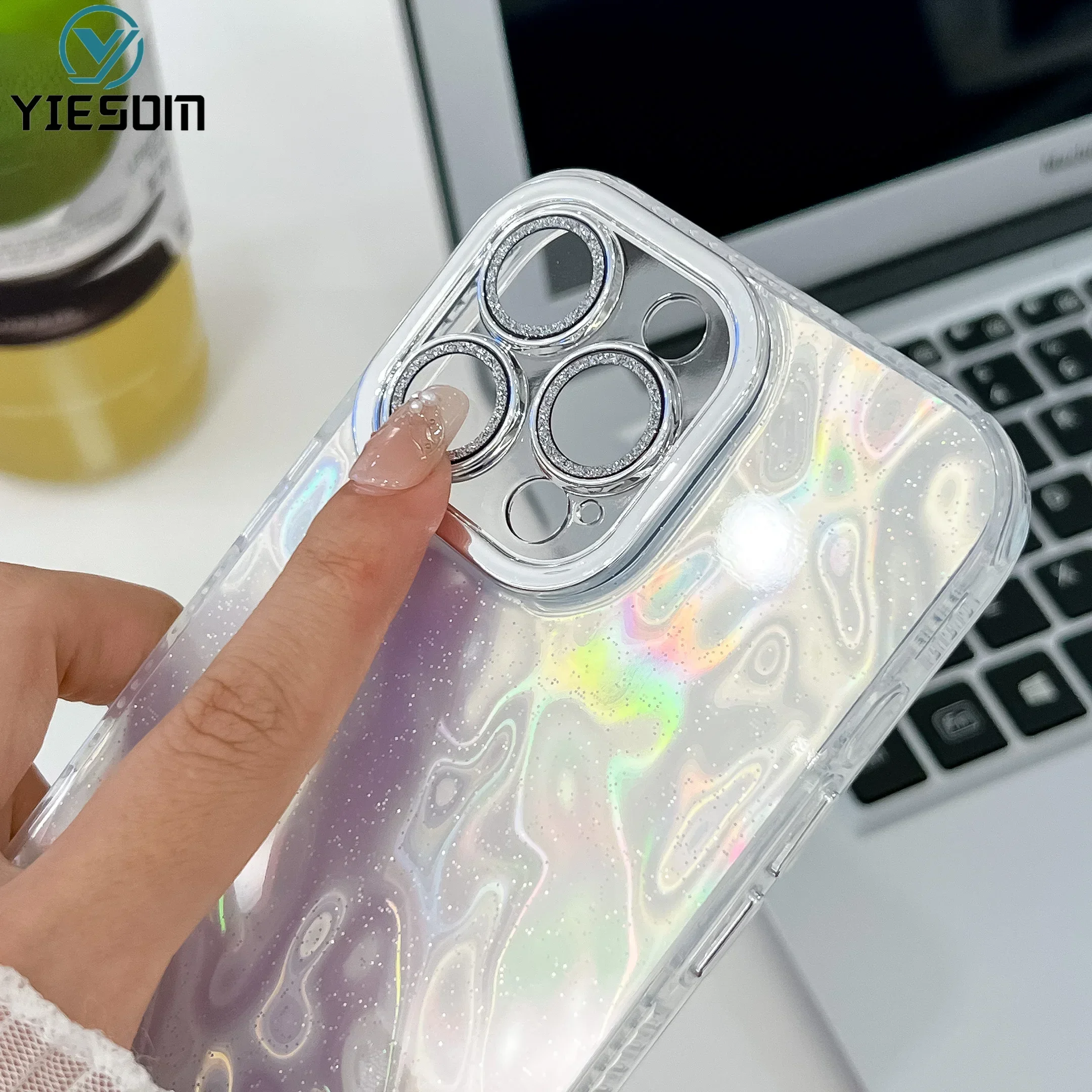 Чехол для телефона с лазерной складной фольгой iPhone 16 15 14 13 Pro Max Plus противоударный