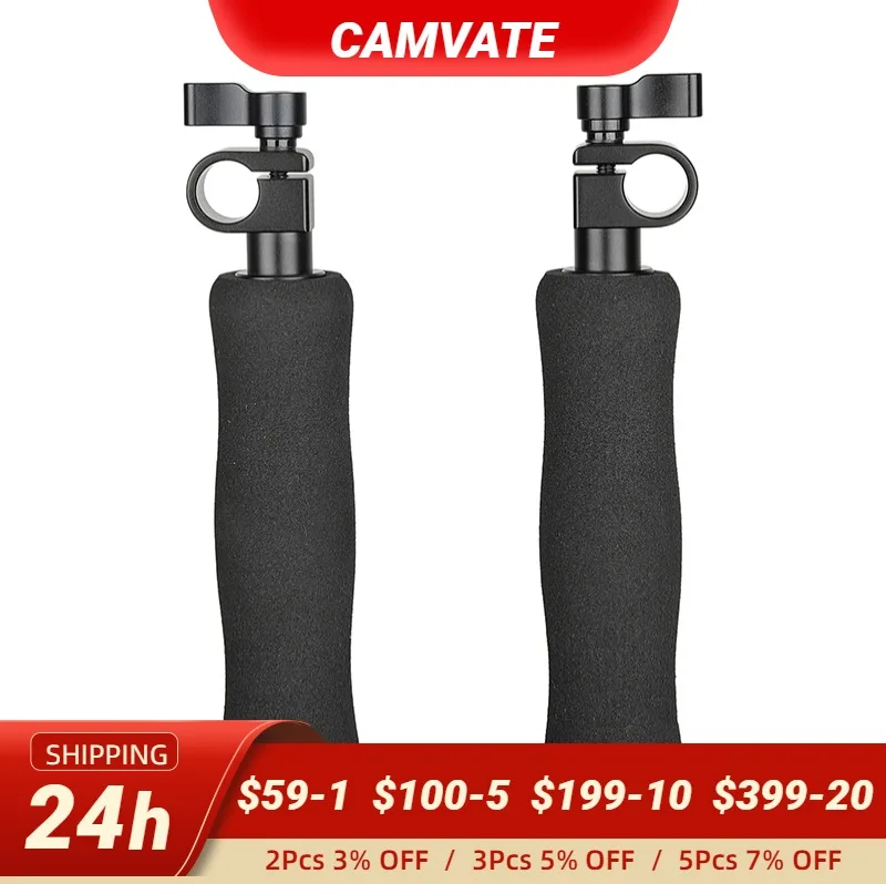 

CAMVATE A Pair Sponge-covered Handgrip With 15mm Single Rod Clamp Adapter For DSLR Camera Rod Supporting Rig, 15mm Rod
