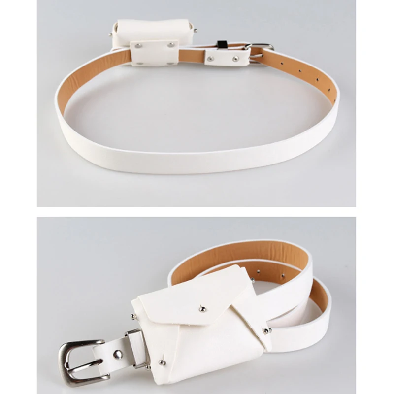 

Running Bags Female Fanny Pack Rivet PU Leather Belt Bag For Women Mini