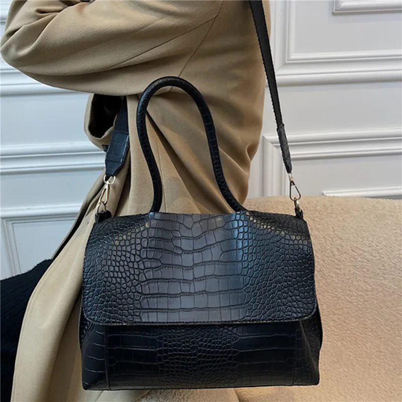 

Crocodile Pattern Women Handbag Large Capacity Shoulder Bags for Female 2022 Casual Totes PU Leather Messenger Bag