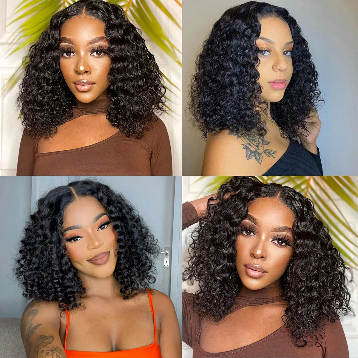 

HAIRCUBE Black Kinky Curly Lace Front Synthetic Wigs for Black Women Medium Length Curly Deep Wave Wigs for Cosplay Daily Use