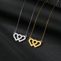 double heart pedant stainless steel charm necklace