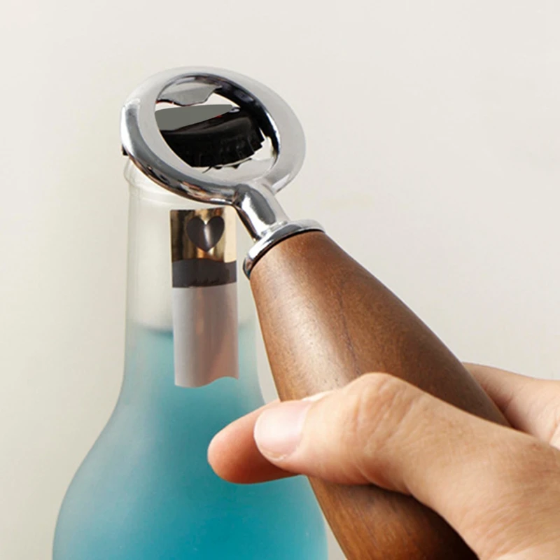 Открывалка для бутылок с деревянной ручкой открывалка пивных черный штопор из