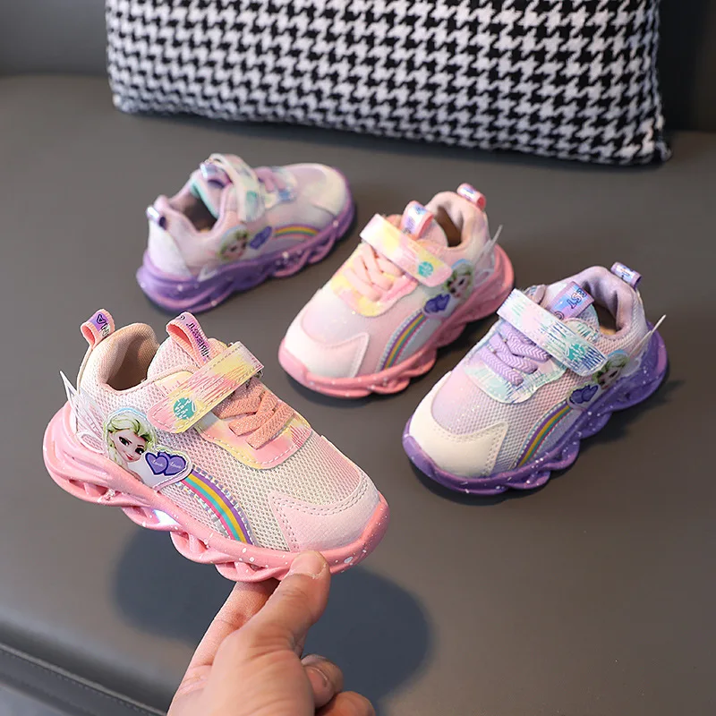 Fashion Glowing LED Lighted First Walkers Glowing Cute Infant Tenis Toddlers Sports Running Breathable Baby Girls Shoes