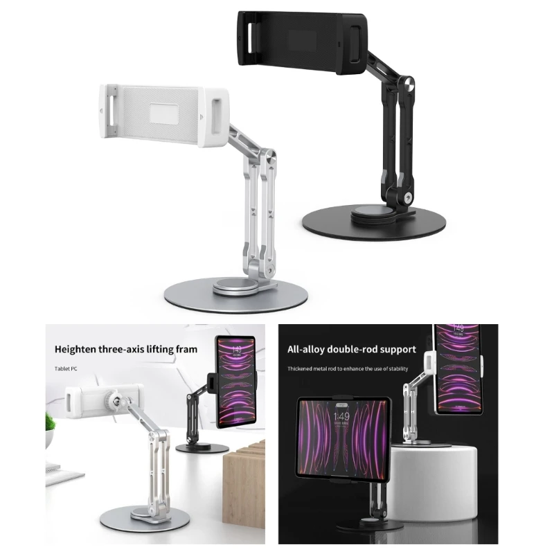

Tablet RiserBracket Foldable Long Arm Pad Mobile Holder Rack Clamp Holder Non Slip Stand 360°Adjustable 896C