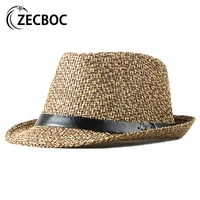 unisex sunhat women men fashion panama summer outdoor casual beach sun straw hat jazz band hat vintage fedora hat gangster cap