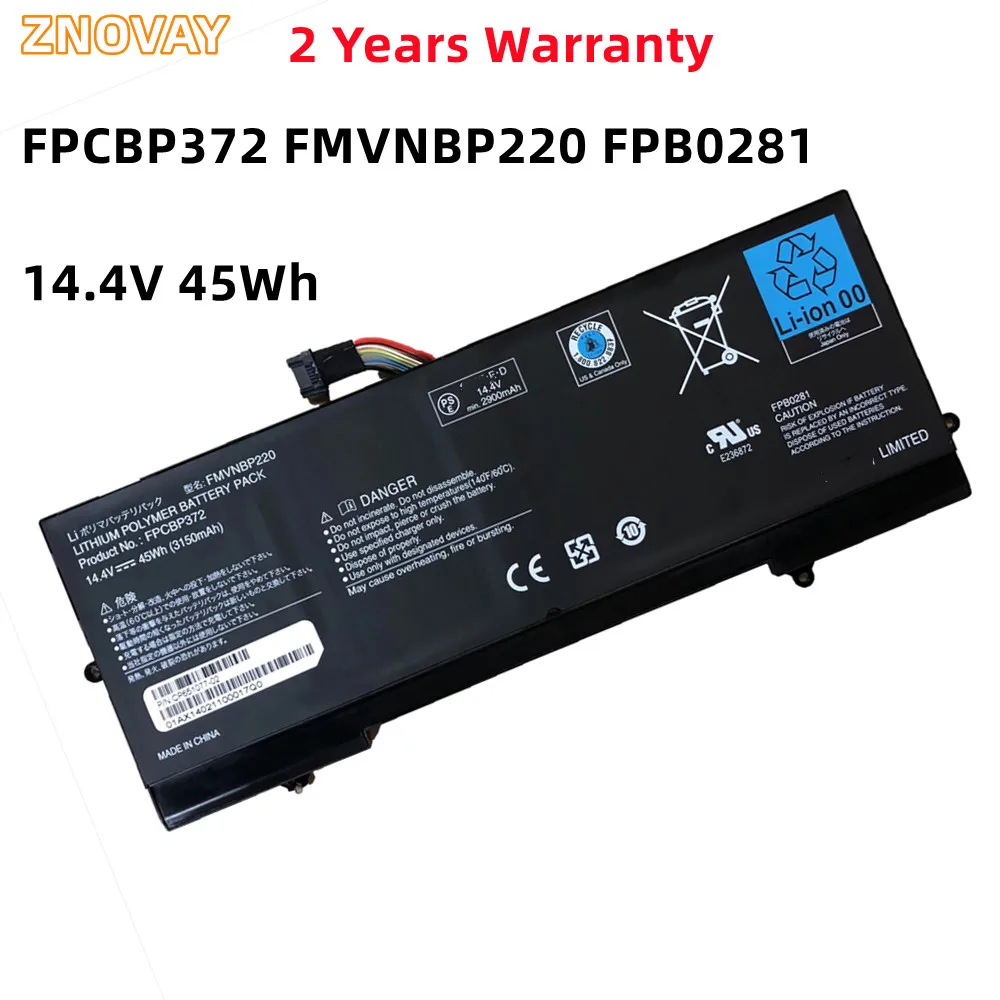 

ZNOVAY FPCBP372 FMVNBP220 Laptop Battery For Fujitsu Lifebook U772 FPB0281 14.4V 45Wh 3150mAh