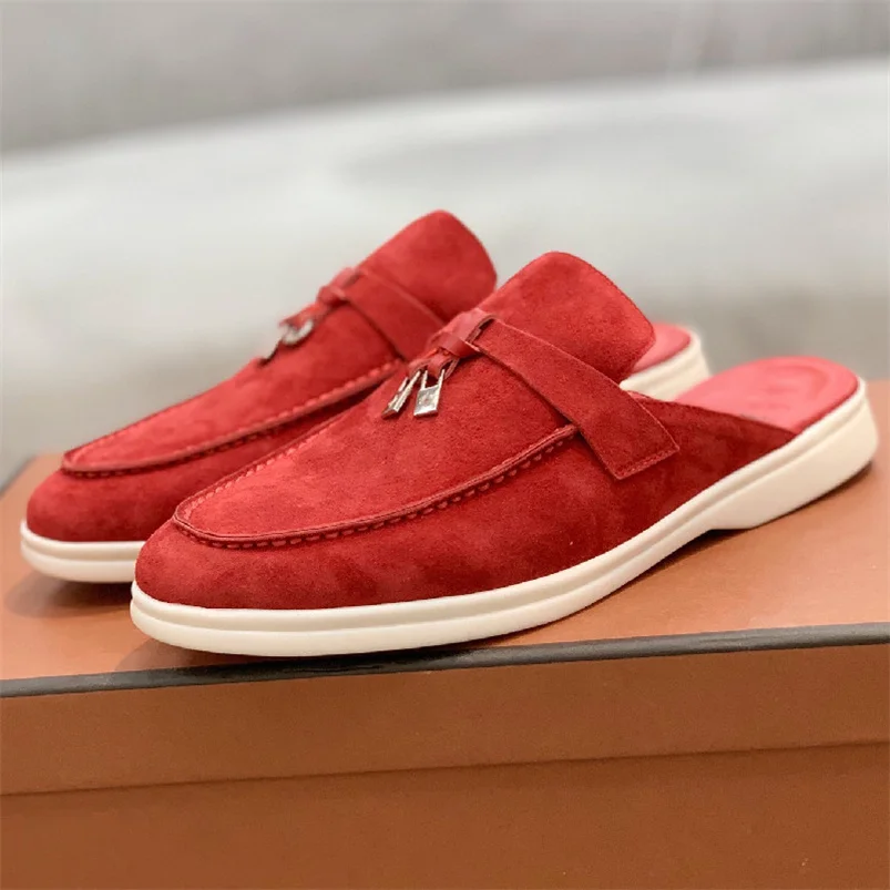 High Quality Women's Summer Cashmere Fashion Flat Loafers Women's Locking Pendant Comfortable Loafers Casual Women's Sandals.