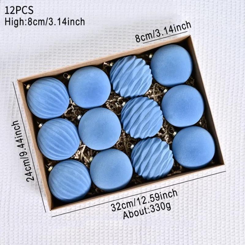 8 см флокированные рождественские шары набор из 12 шт. для рождественских и