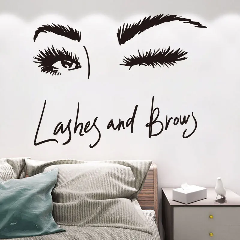 

Brows Eyes & Lash Quote Wall Stickers For Girls Bedroom Eyebrows Store Beauty Salon Decor Fashion Vinyl Eyelashes Wall Decals
