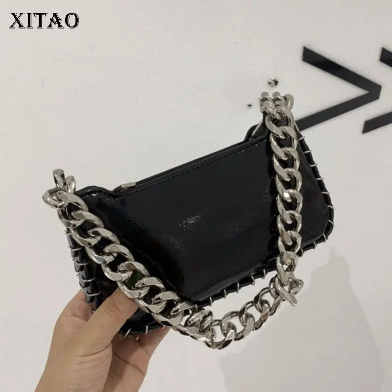 

XITAO Thick Chain Underarm Bag Synthetic Leather Crossbody Bag with Square Design Patchwork Small Fresh Casual 2021 GWJ2644