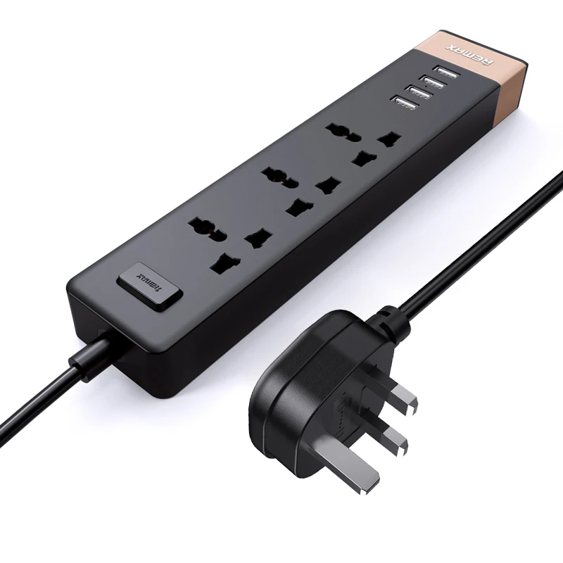 

Black white 4 USB + 3 Sockets electrical plug Power Socket