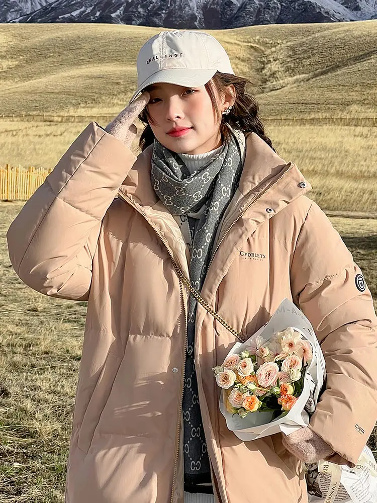 MEILLY DOLPHIN Winter Down Cotton Jacket Women Fashion Hooded Casual Pocket Zipper Thick Long Parkas Winter Coat Female Outwear